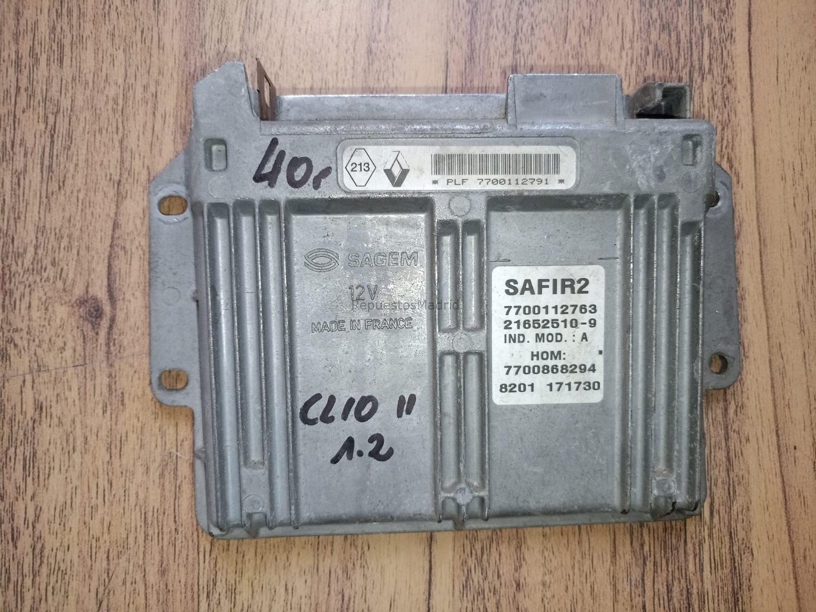 Computadora Ecu Centralita Renault Clío II 1.2 7700112763 7700868294 SAGEM SAFIR 2 35 PIN - Imagen 3