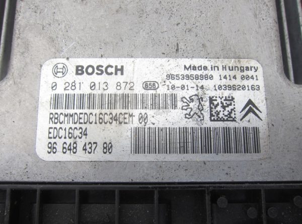 Computadora Ecu Centralita Citroën Peugeot 0281013872 9664843780 - Imagen 3