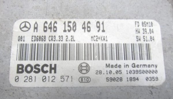 Computadora ECU Centralita Mercedes Benz A6461504691 0281012571 - Imagen 2