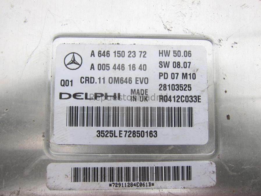 Computadora ECU Centralita Mercedes Benz C W204 A6461502372 A0054461640 28103525 - Imagen 2