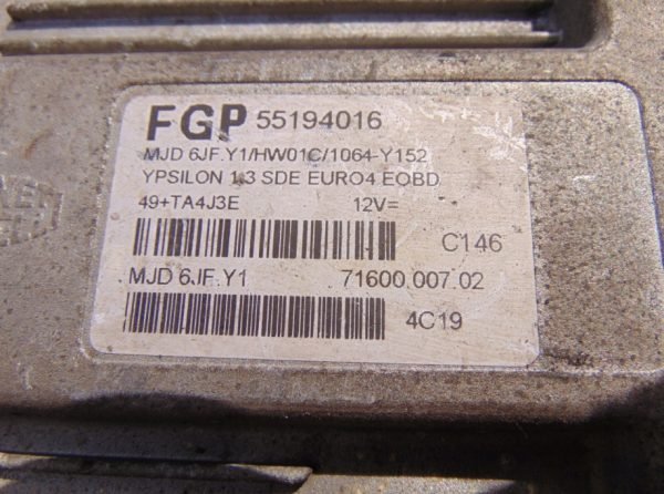 Computadora Centralita Ecu Lancia MJD6JF.Y1 55194016 YPSILON - Imagen 2
