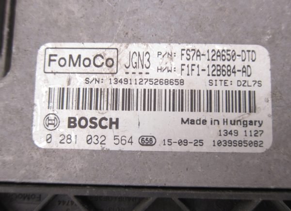 Computadora Centralita Ecu Ford FS7A-12A650-DTD F1F1-12B684-AD 0281032564 - Imagen 2