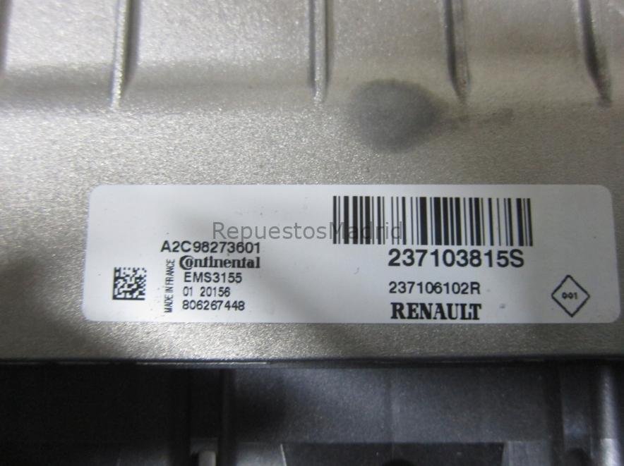 Computadora Centralita Ecu Renault 237103815S 237106102R A2C98273601 EMS3155 Dacia - Imagen 2