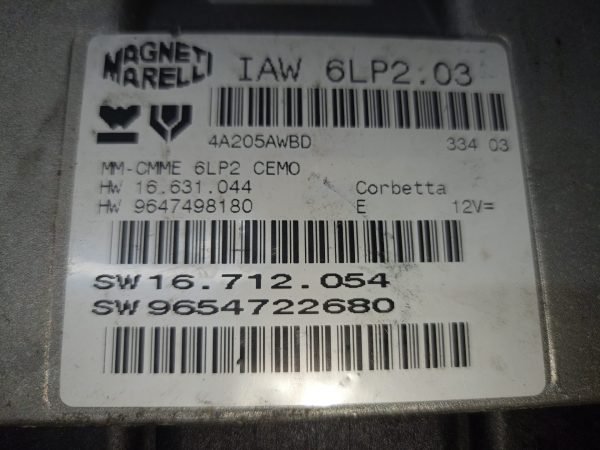 Ecu Centralita Motor Peugeot 307 9654722680 IAW6LP2.03 - Imagen 2