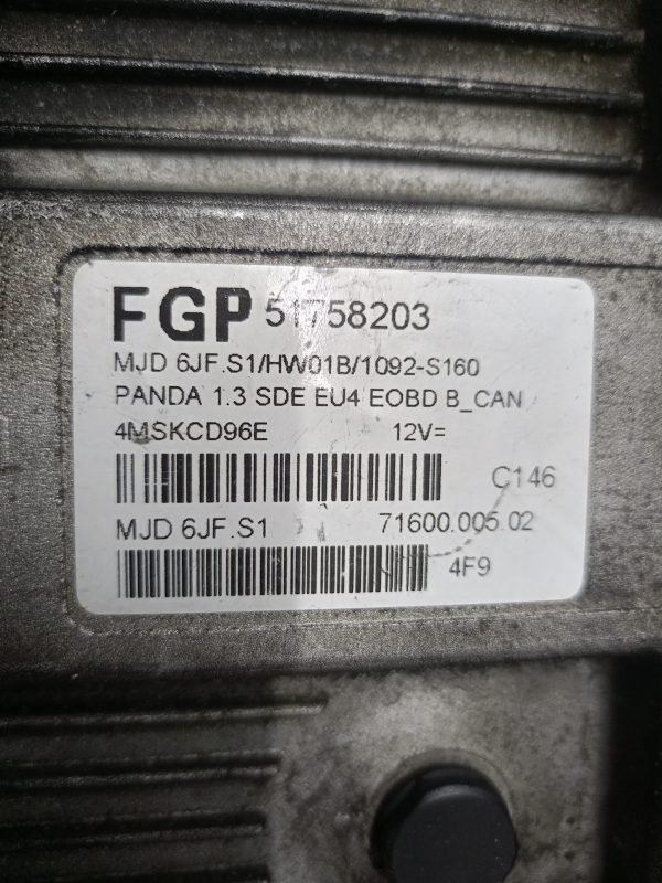 51758203 CENTRALITA MOTOR ECU FIAT PANDA 1.3 JTD 2003-2012 2004 - Imagen 2