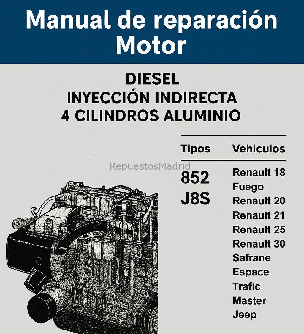 Manual Reparacion Diesel Iny. Directa Renault 18, Fuego, 20, 21, 25, 30, Safrane, 852 / J8S