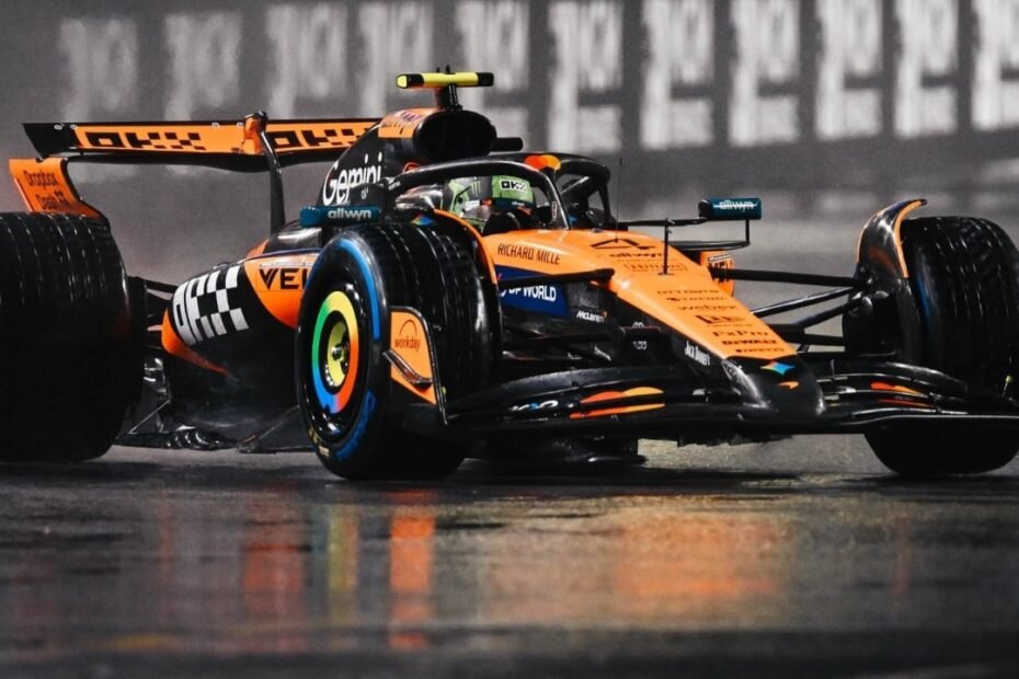 Gran pole sobre mojado de Lando Norris y brillante tercer puesto de Carlos Sainz