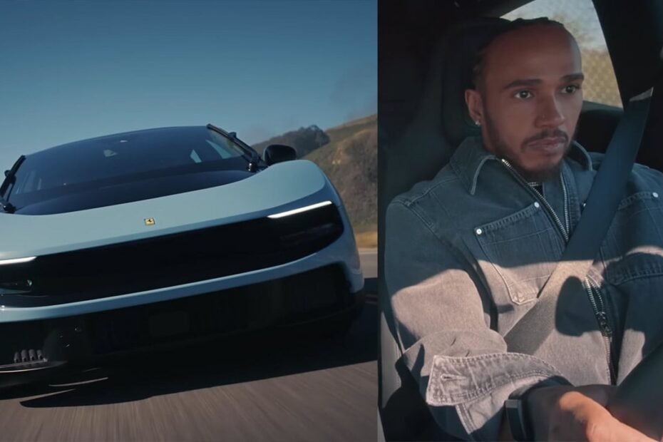Lewis Hamilton, al volante del polémico Ferrari Luce eléctrico: ''Se comporta muchísimo mejor que cualquier otro coche que haya probado antes''