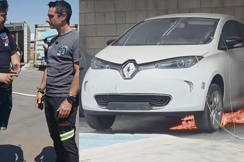 Miguel Assal intenta quemar un coche eléctrico junto a profesionales: “Un incendio de la batería es muy raro que ocurra”