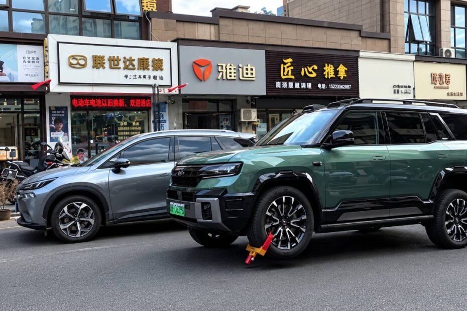 Un cepo en la rueda no es obstáculo para este BYD en China: así puede moverse sobre tres ruedas